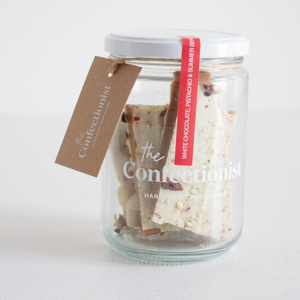 White Chocolate, Summer Berry & Pistachio Toffee - 200g Jar