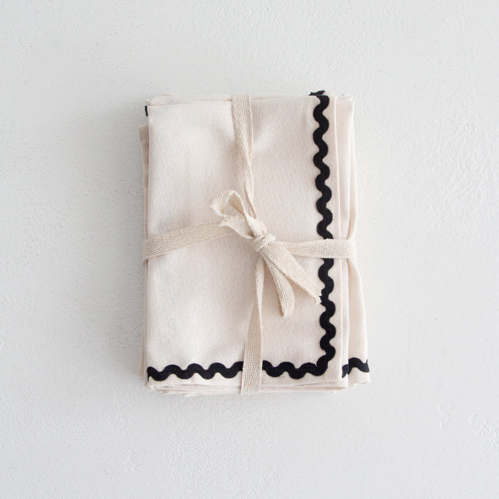 Cotton Napkins - Ivory/Black