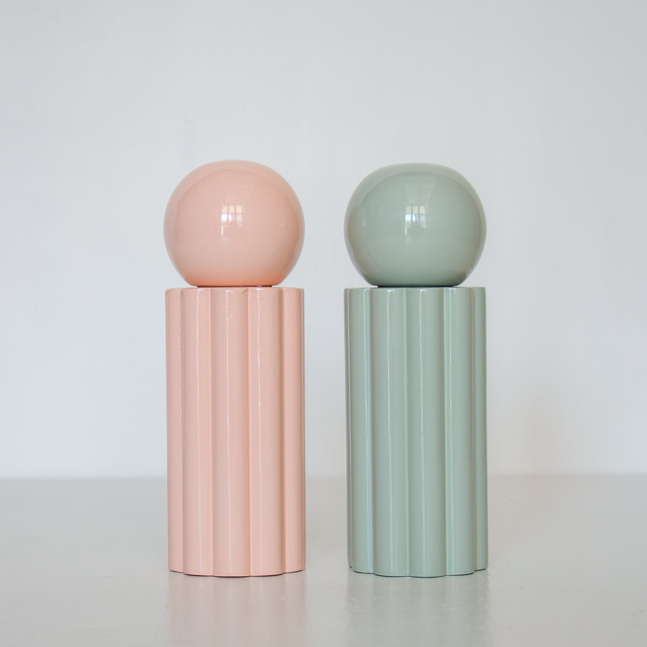 Flute Wooden Salt & Pepper Grinder - Seafoam