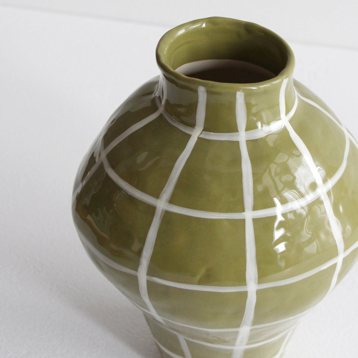 Elsie Check Vase - Green