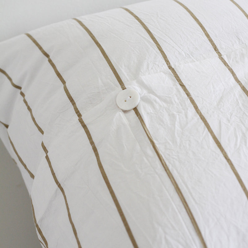 Stonewash Cotton Euro Pillowcase - Khaki Stripe