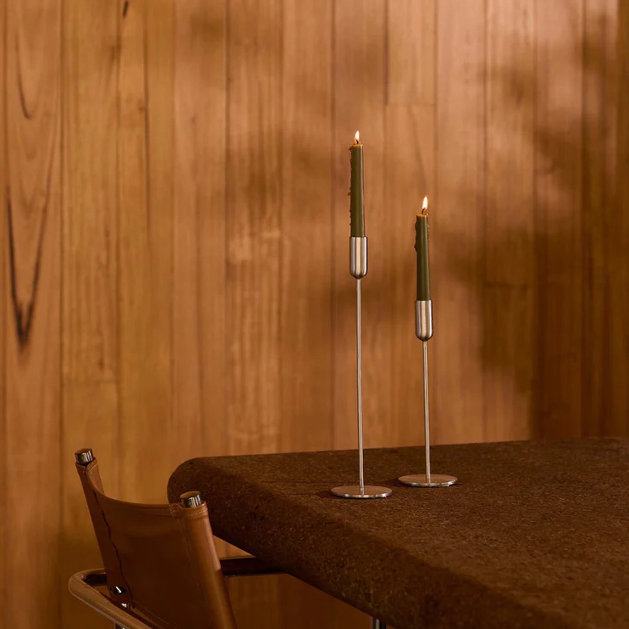 Kira Stainless Steel Candle Holder Set