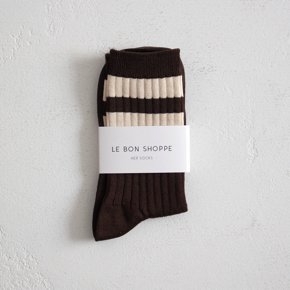 Her Varsity Socks - Espresso