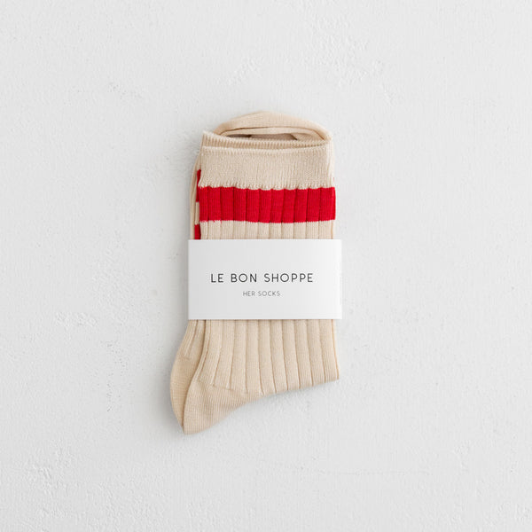 Le Bon Shoppe Her Varsity Socks - Red