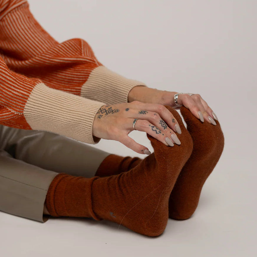 Hamilton Possum Merino Wool Socks - Leather Brown