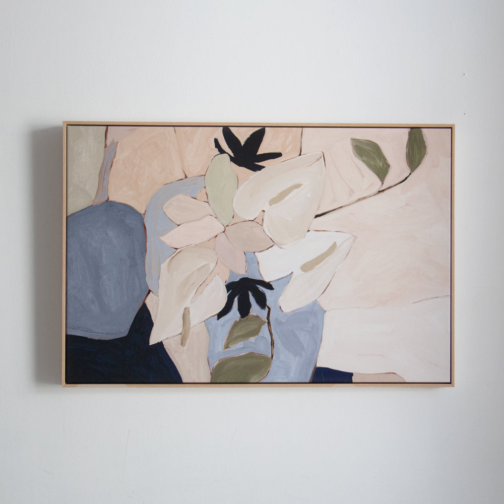 Lily Mosaic Blue Canvas