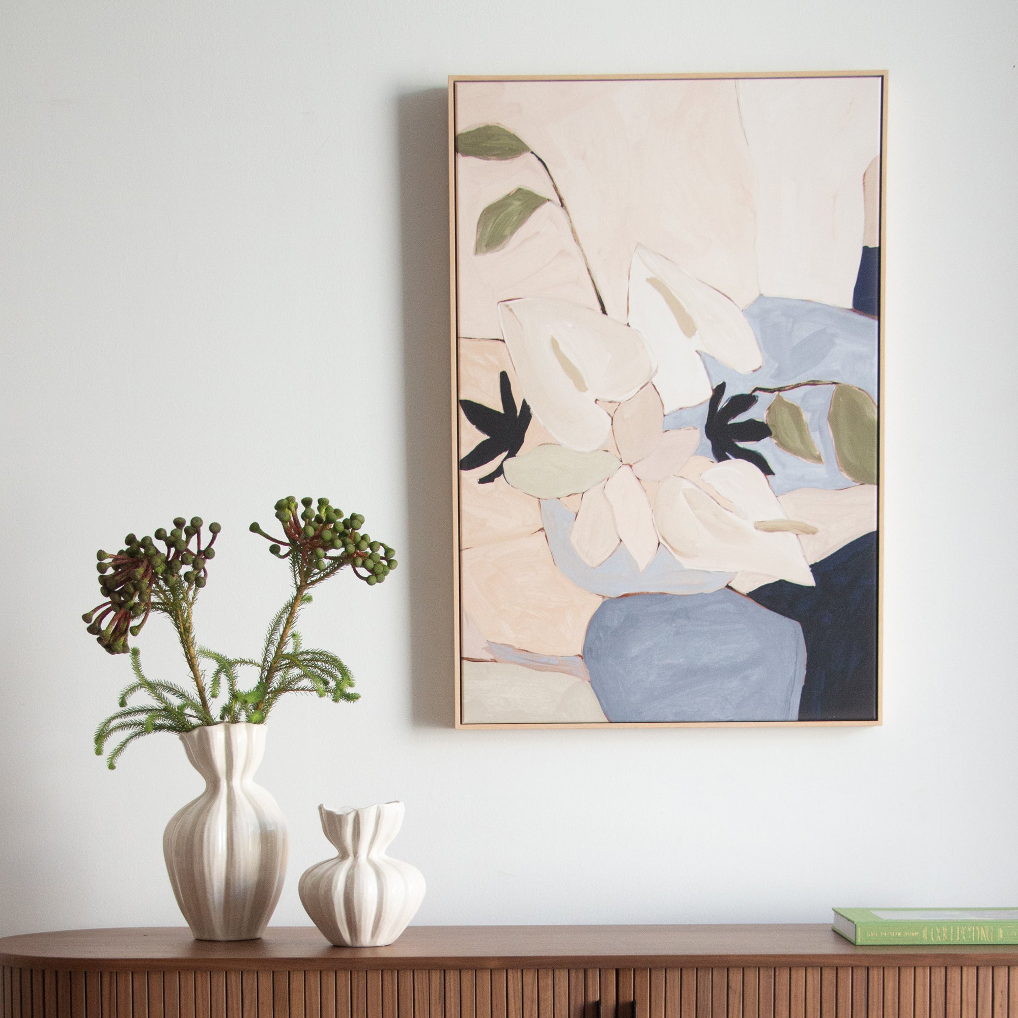 Lily Mosaic Blue Canvas