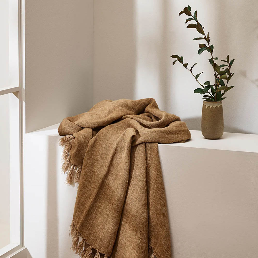 Millhouse Linen Throw - Cumin