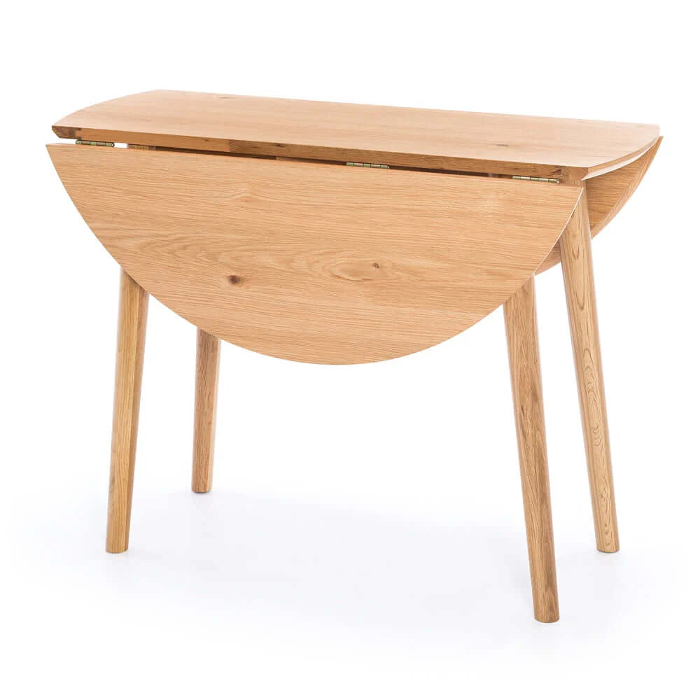 Nico Drop Leaf Round Table - Oak