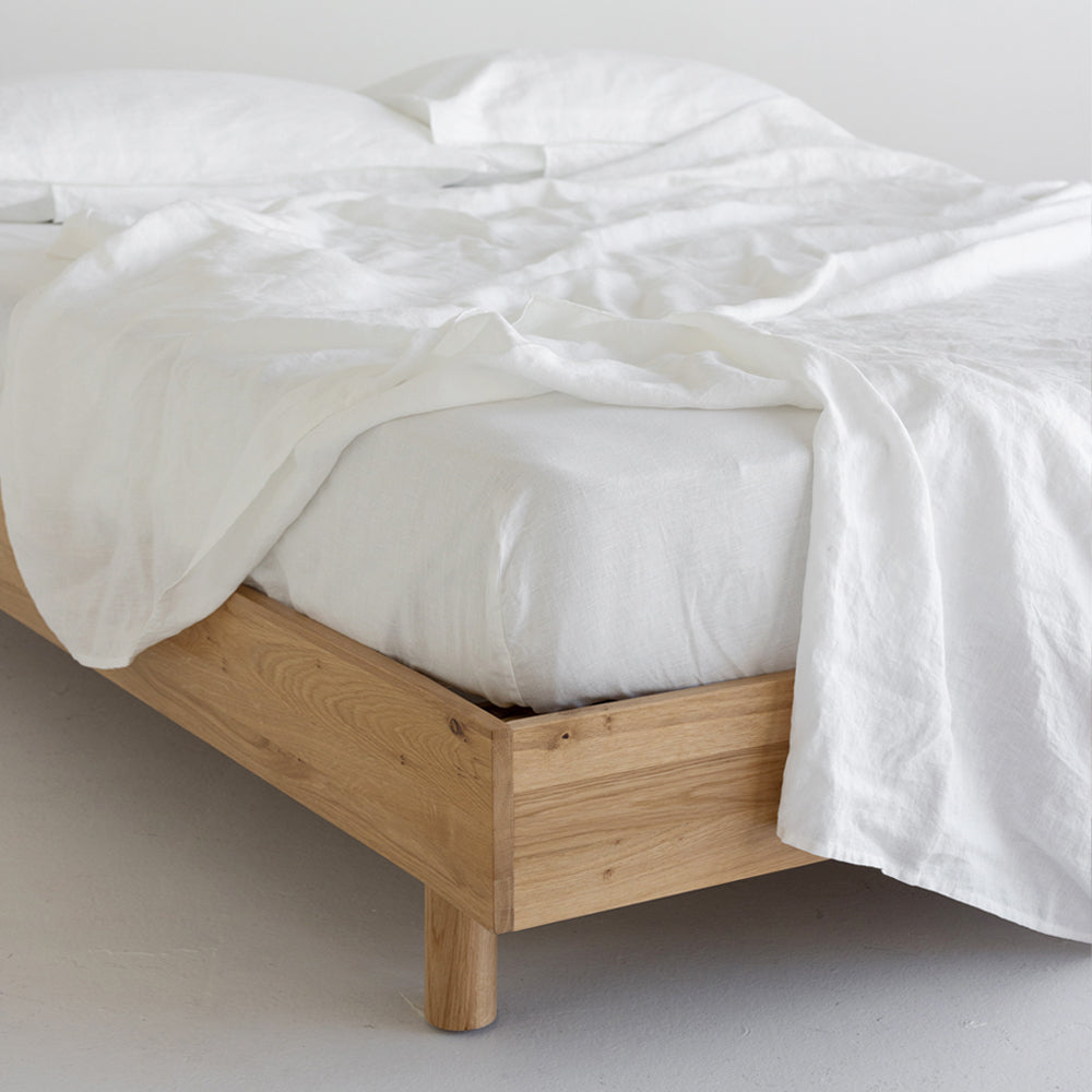 European Linen Fitted Sheet - White
