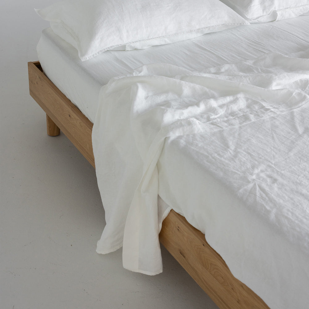 European Linen Fitted Sheet - White