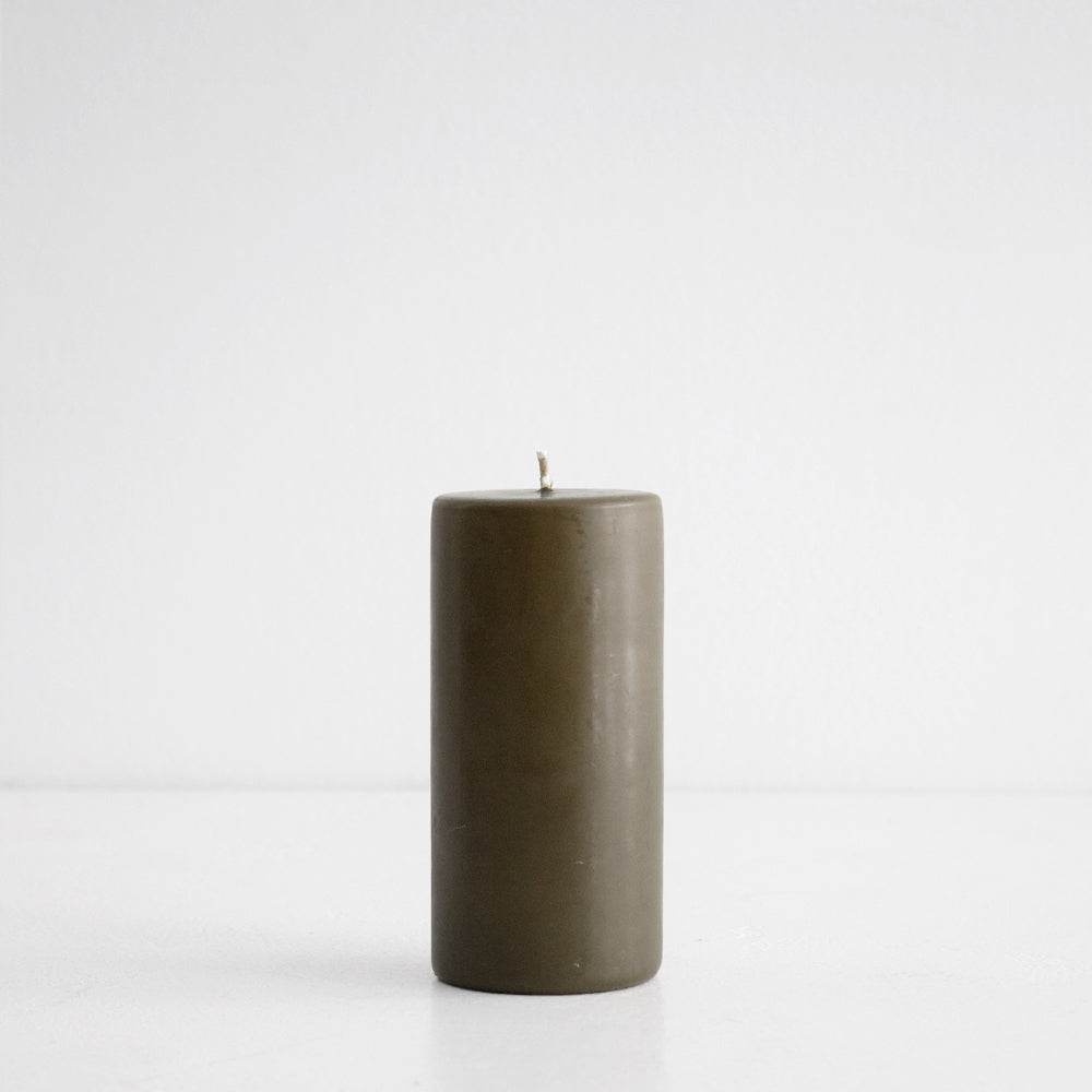 Olive Pillar Candle - Short