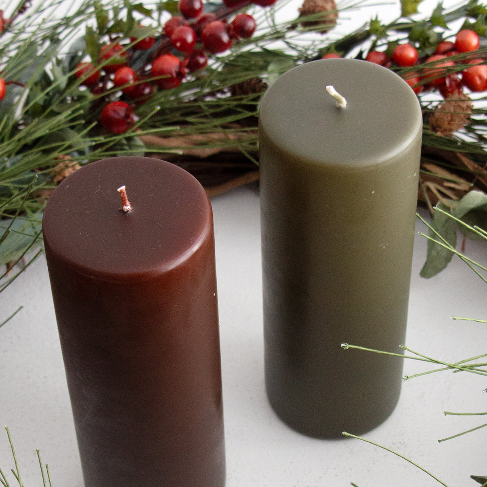 Olive Pillar Candle - Tall
