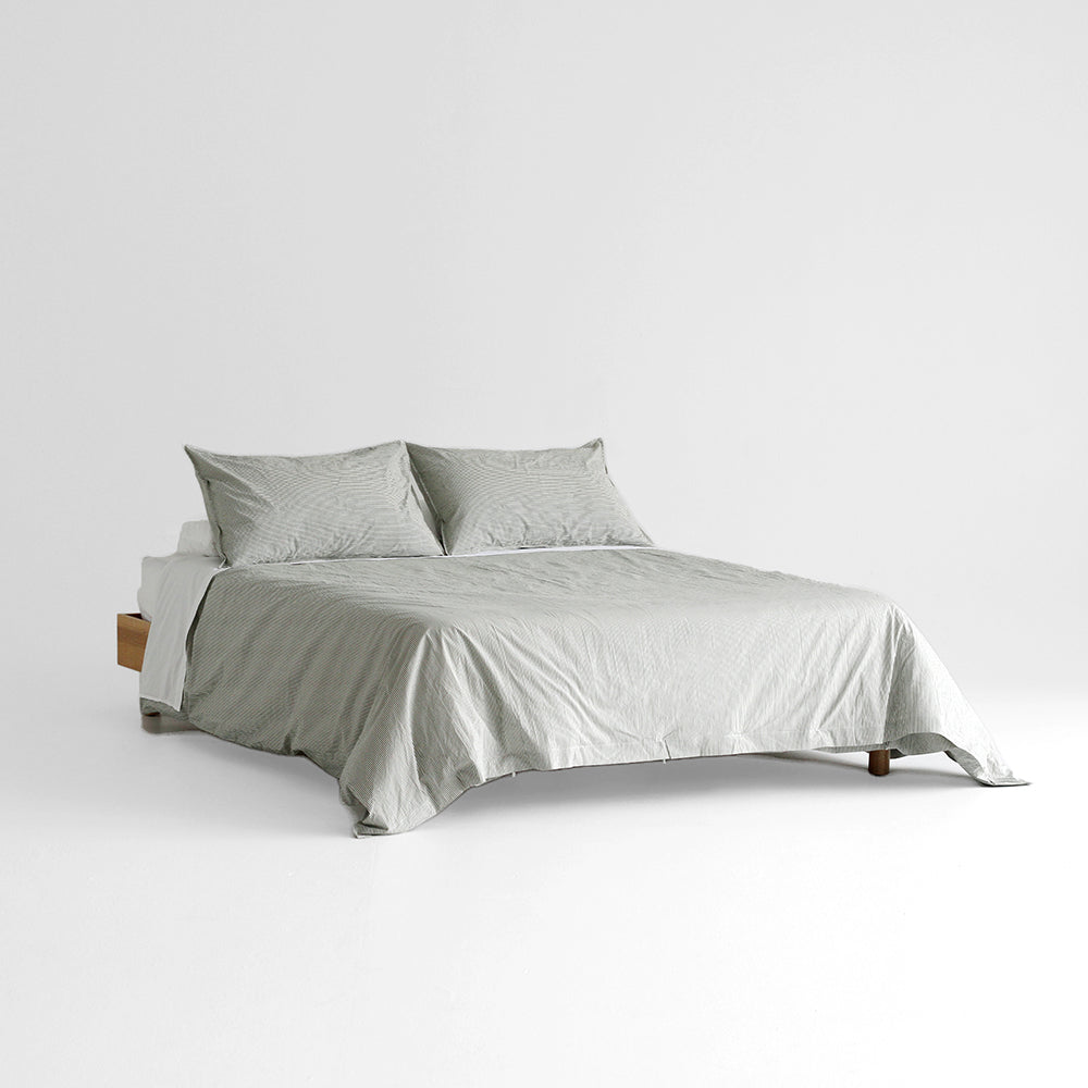 Stonewash Cotton Duvet - Pine Mini Stripe