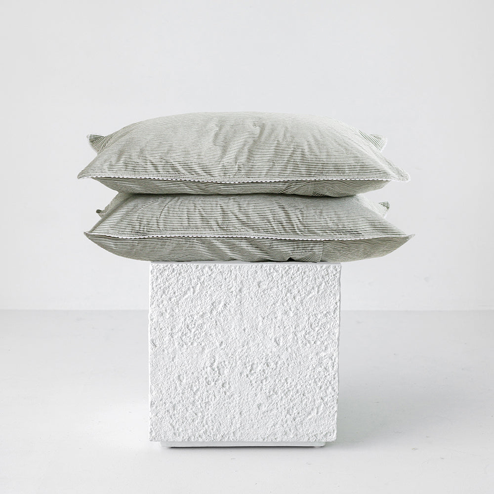 Wavy Pillowcases - Pine Mini Stripe