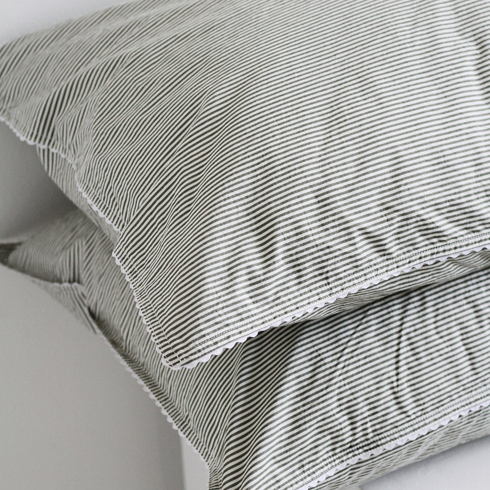 Wavy Pillowcases - Pine Mini Stripe