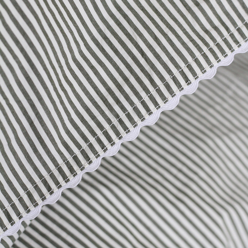 Wavy Pillowcase Pair - Pine Mini Stripe