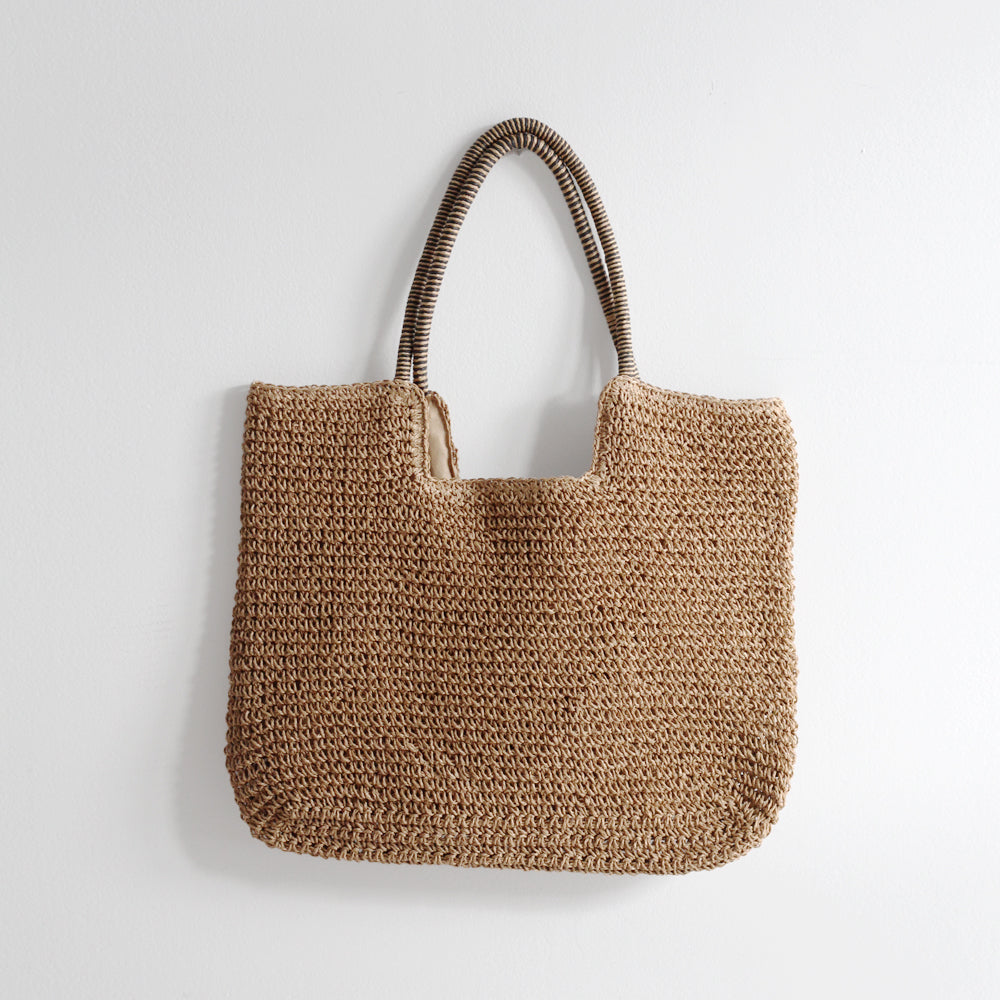 Raffia Tote Bag - Brown
