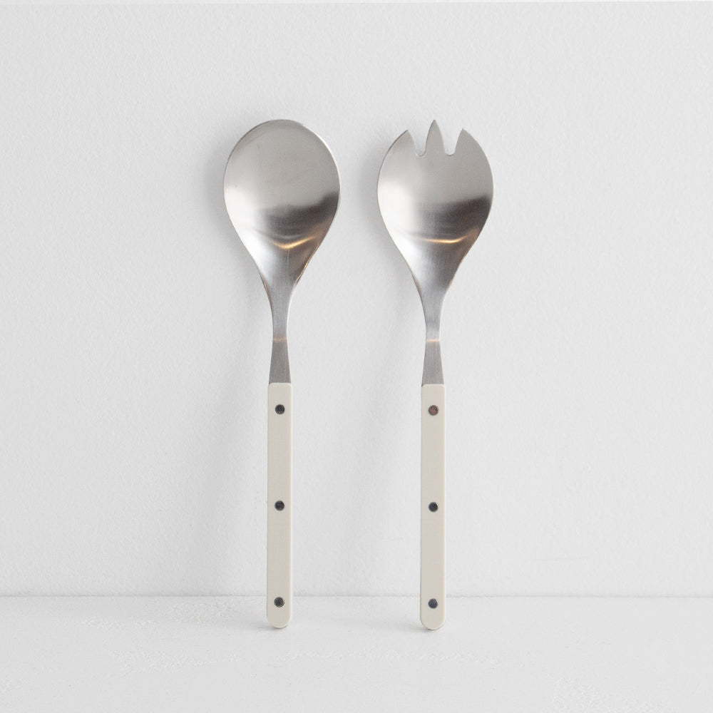 Remy Steel Salad Servers - Ivory