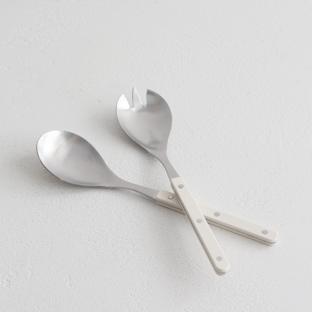Remy Steel Salad Servers - Ivory