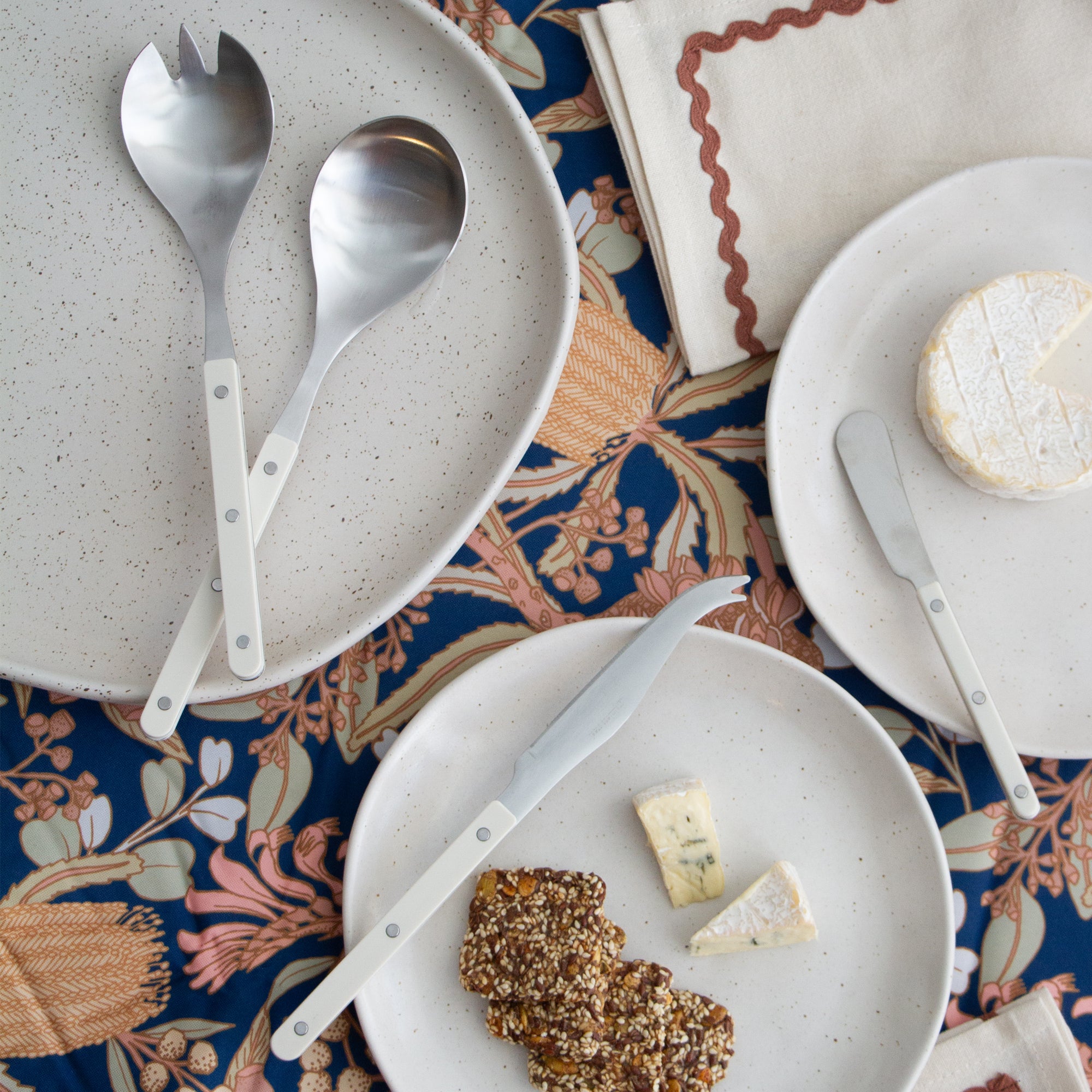 Remy Steel Salad Servers - Ivory