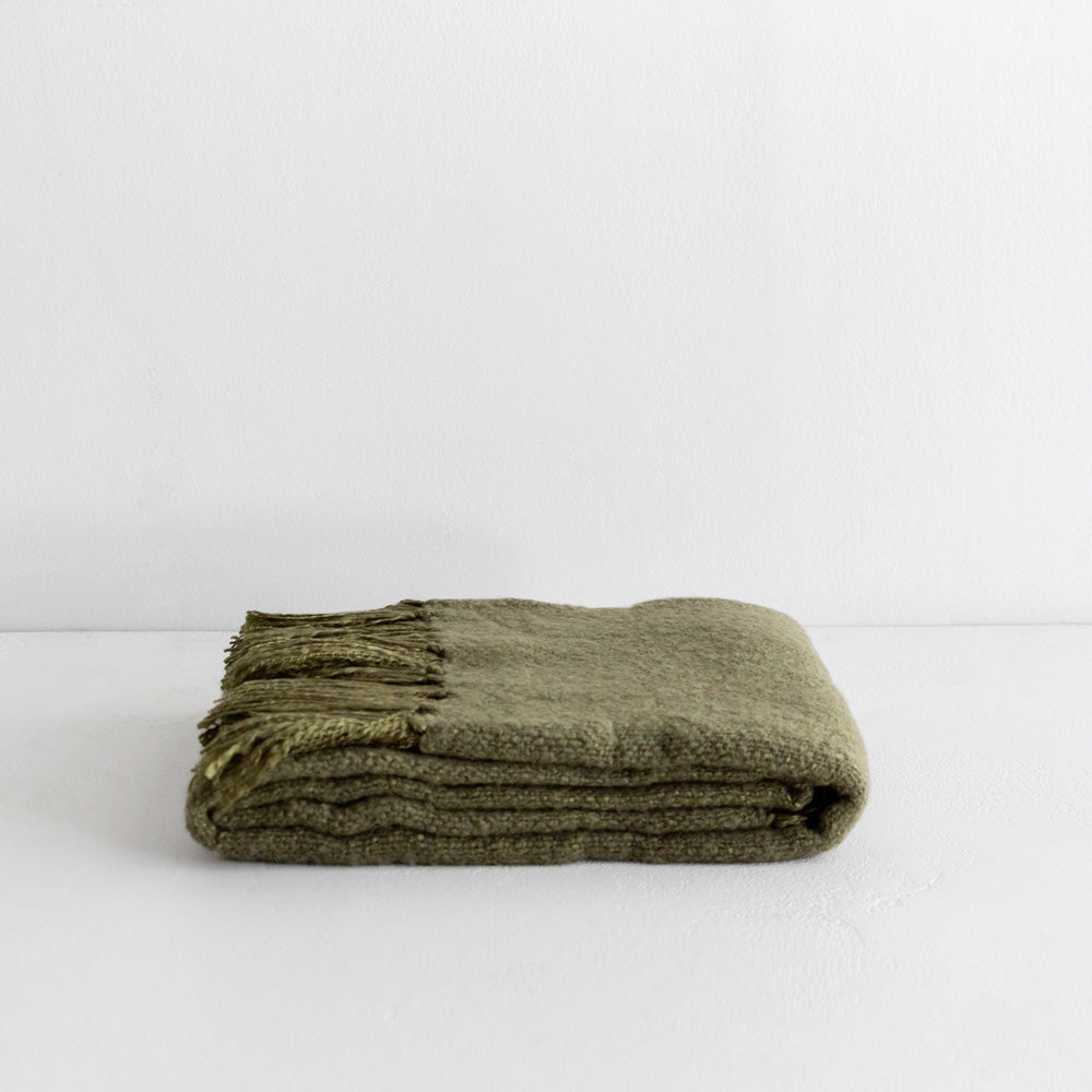 Richmond Wool Blend Throw - Moss