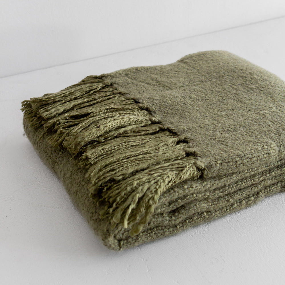 Richmond Wool Blend Throw - Moss