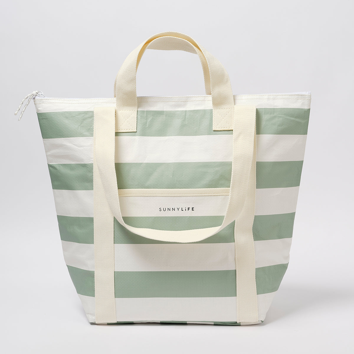 Light Cooler Tote - Sage Stripe