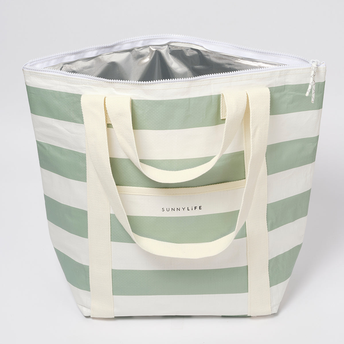 Light Cooler Tote - Sage Stripe