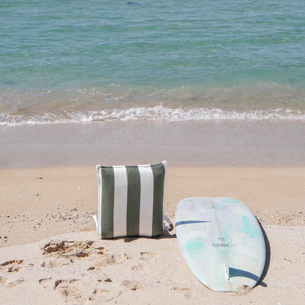 Terry Travel Lounger - Olive Stripe