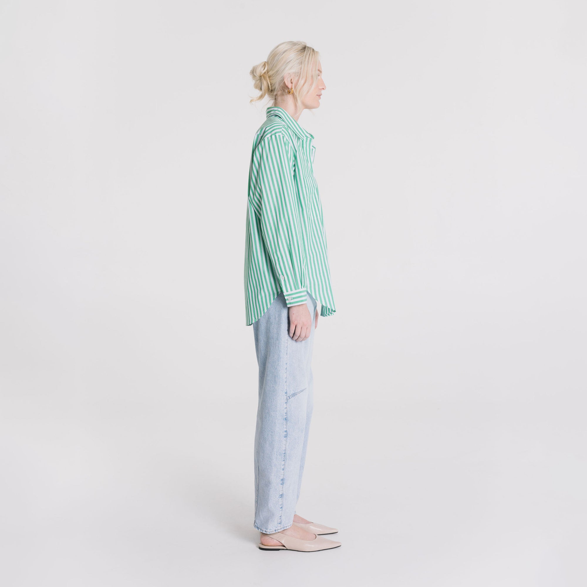 Boyfriend Shirt - Jewel Green Stripe