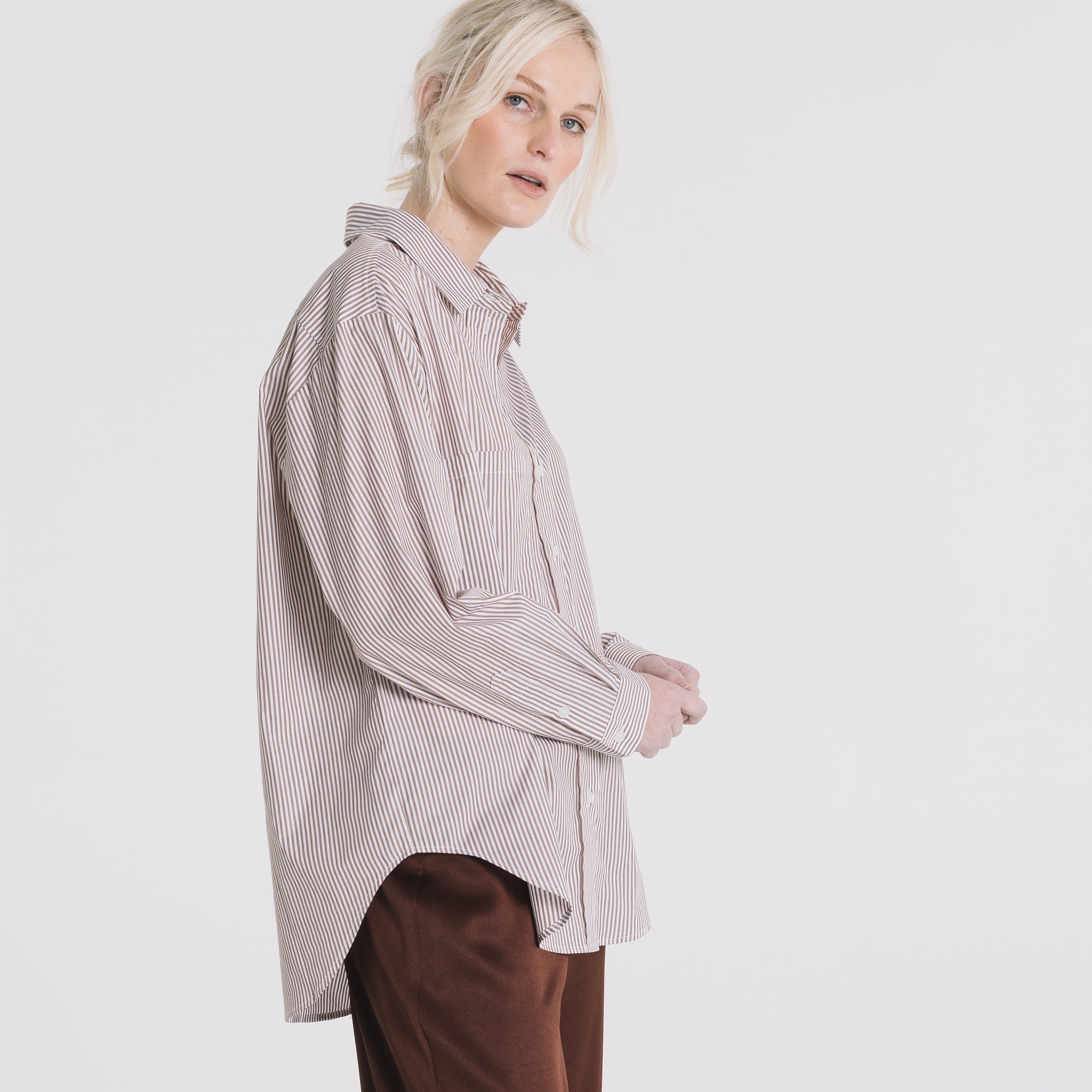 Boyfriend Shirt - Cocoa Stripe