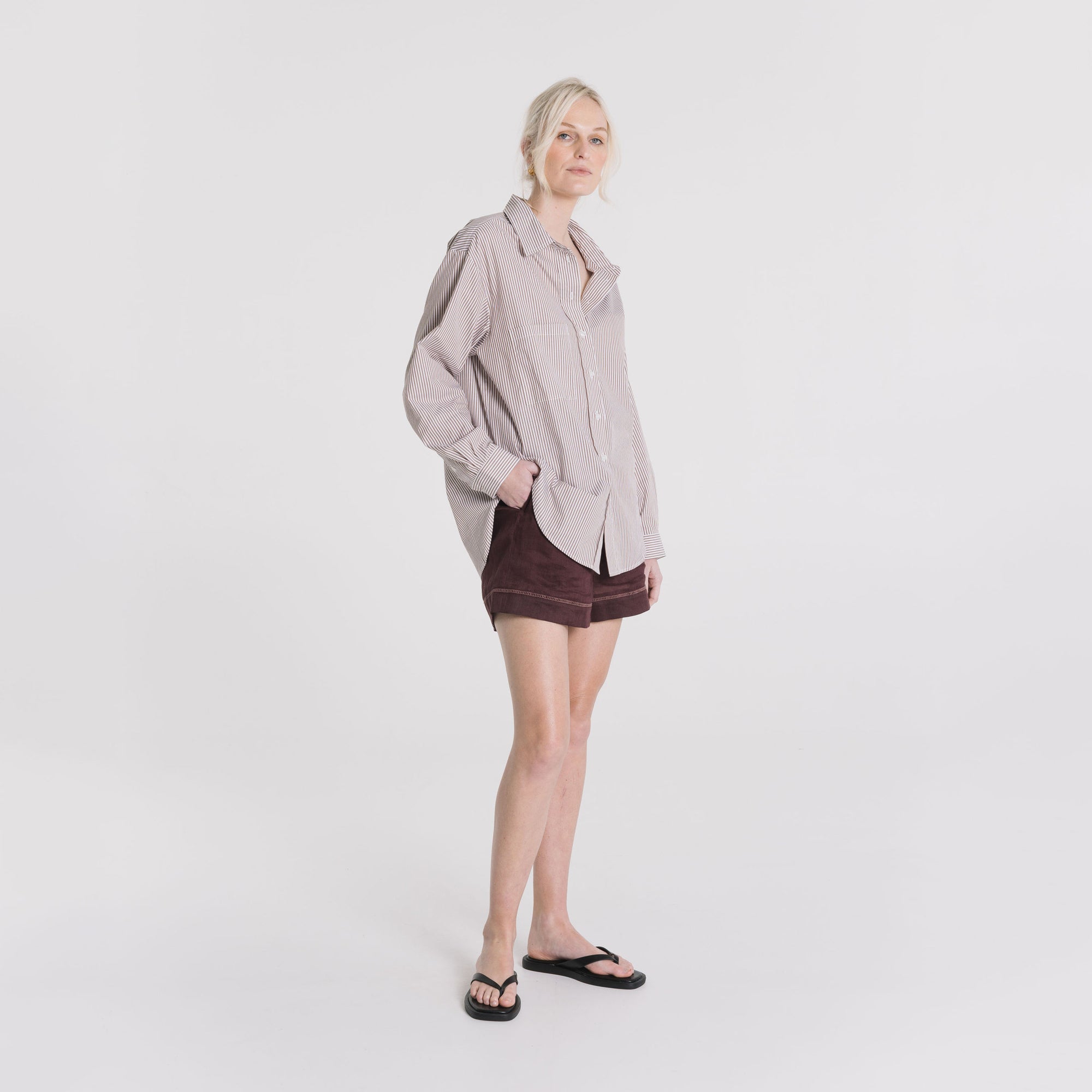 Boyfriend Shirt - Cocoa Stripe