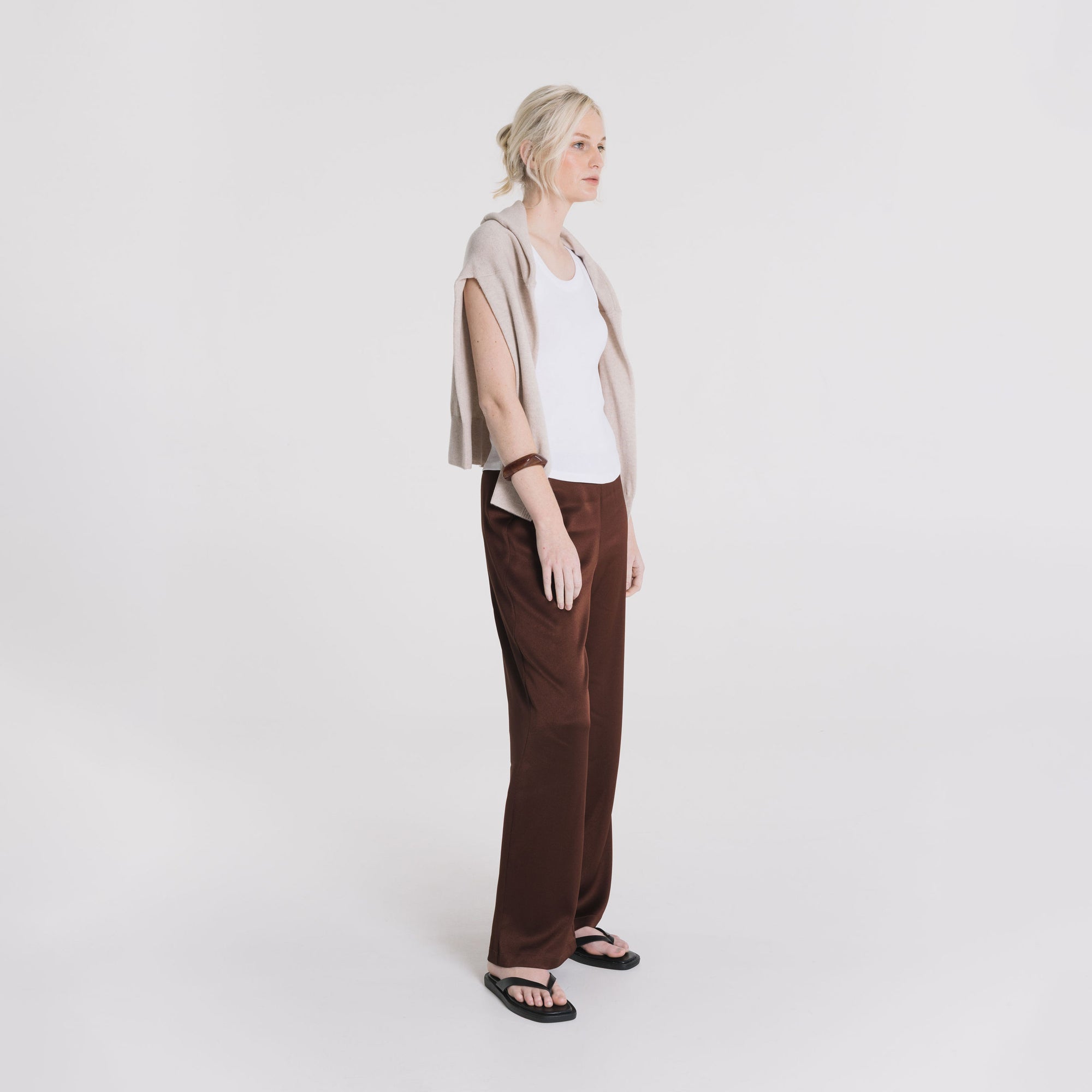 Hannah Satin Pant - Pecan