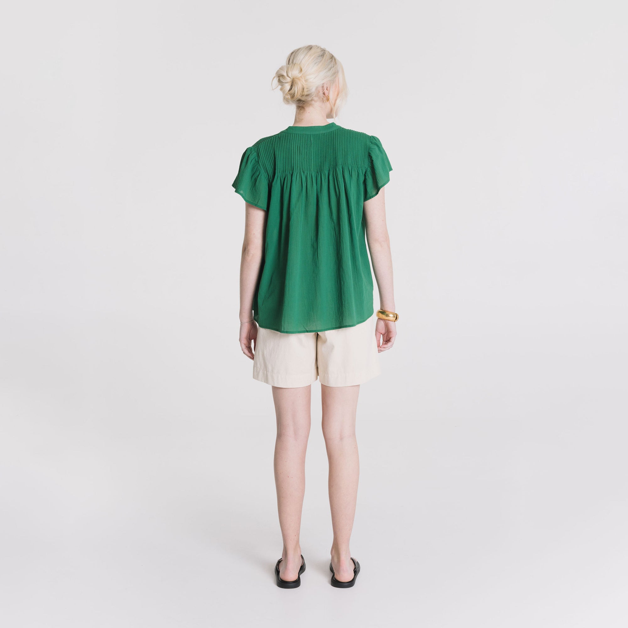 Kate Short Sleeve Blouse - Emerald Green