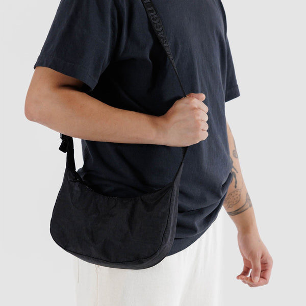 Small Nylon Crescent Bag - Black