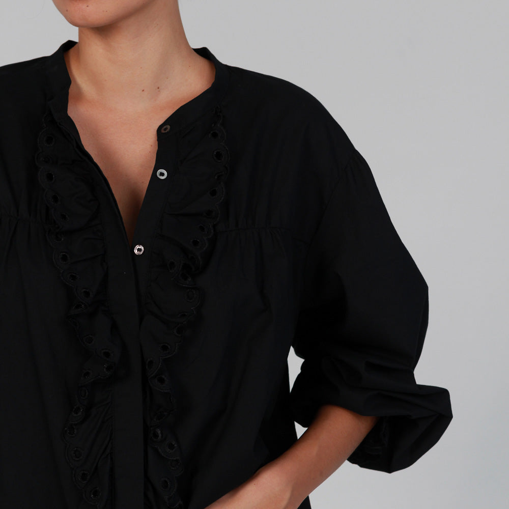Tess Broderie Blouse - Black