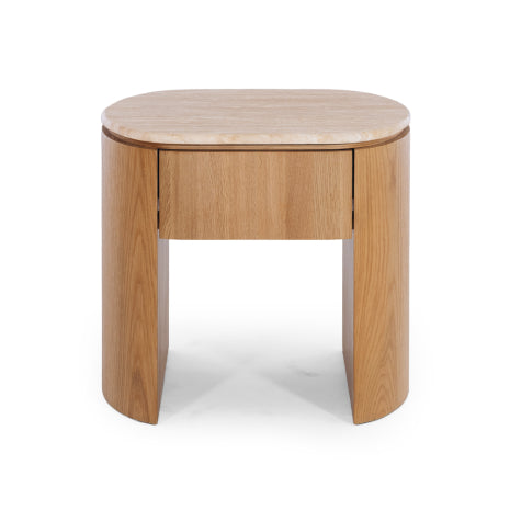 Archie Curved Bedside - Travertine
