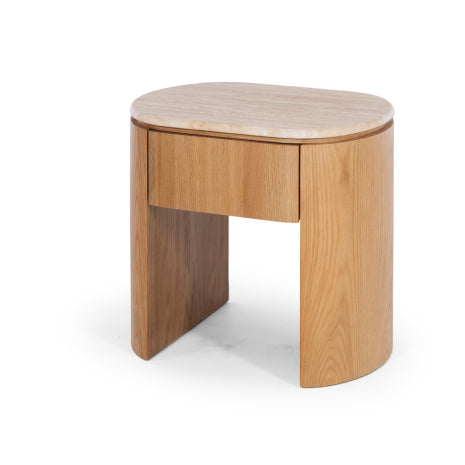 Archie Curved Bedside - Travertine