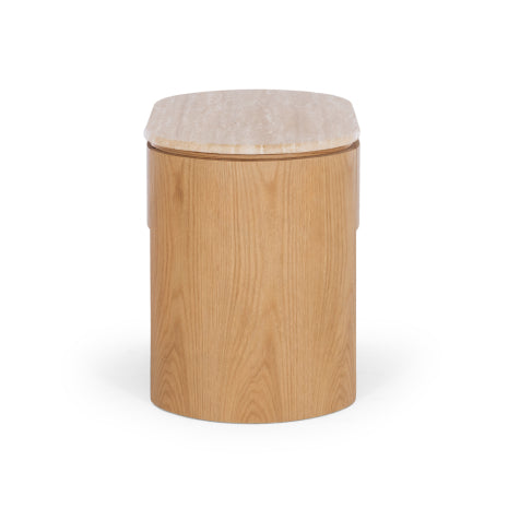 Archie Curved Bedside - Travertine