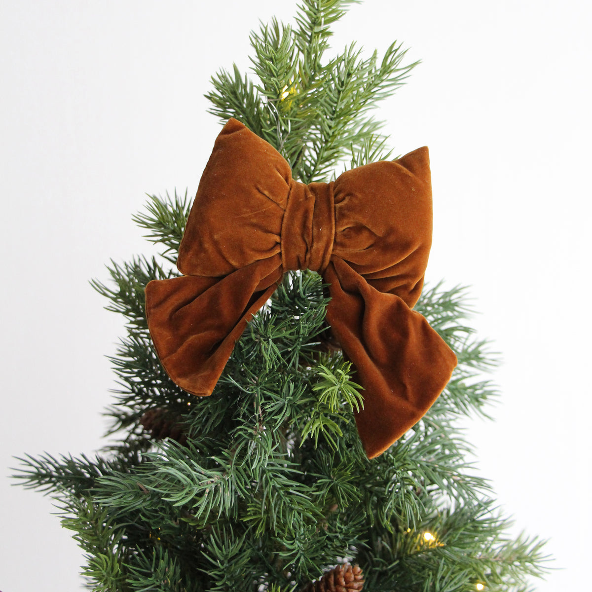 Velvet Bow with Clip - Tobacco
