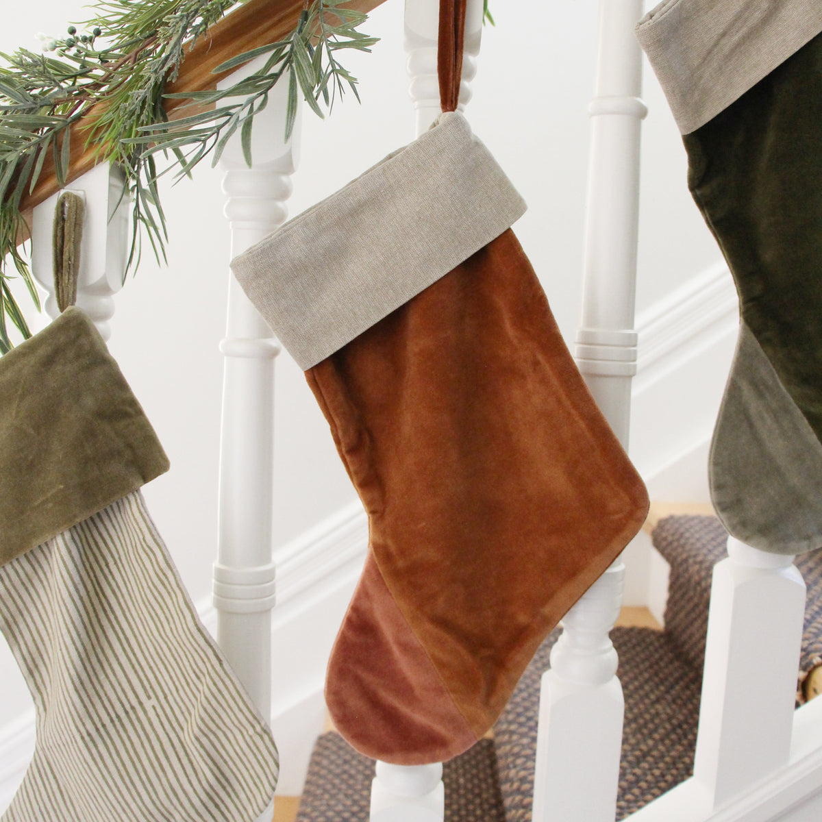 Velvet Christmas Stocking - Cinnamon