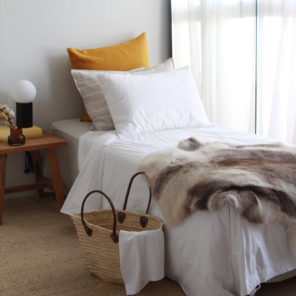 Stonewash Cotton Duvet Set - White, King Single