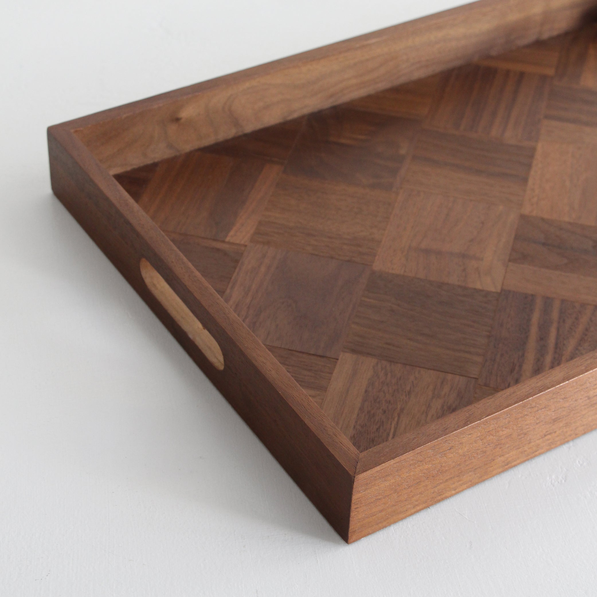 Parquetry Walnut Wood Tray - Large