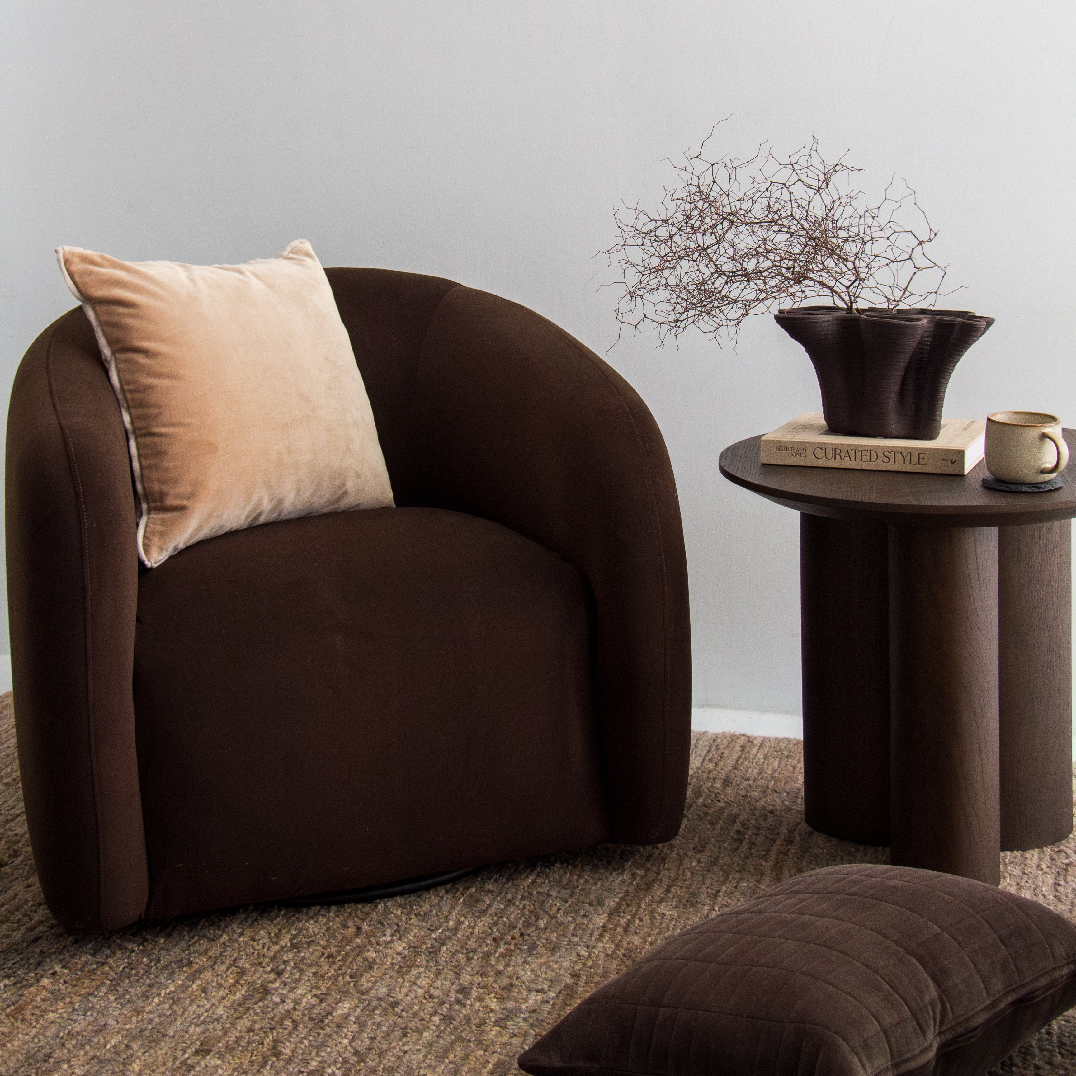 Xander Swivel Chair - Chocolate Velvet