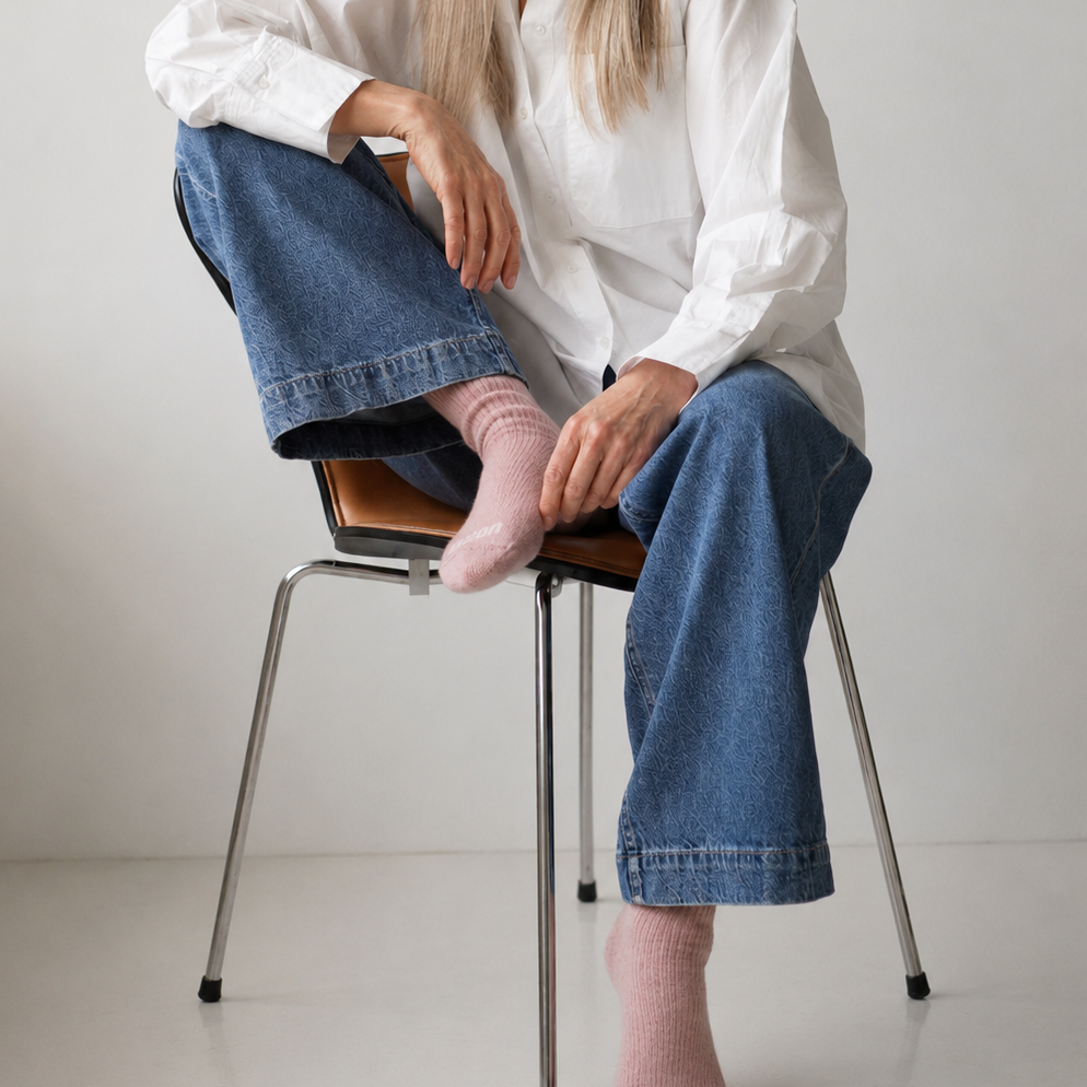Yan Possum Merino Wool Socks - Rosewater