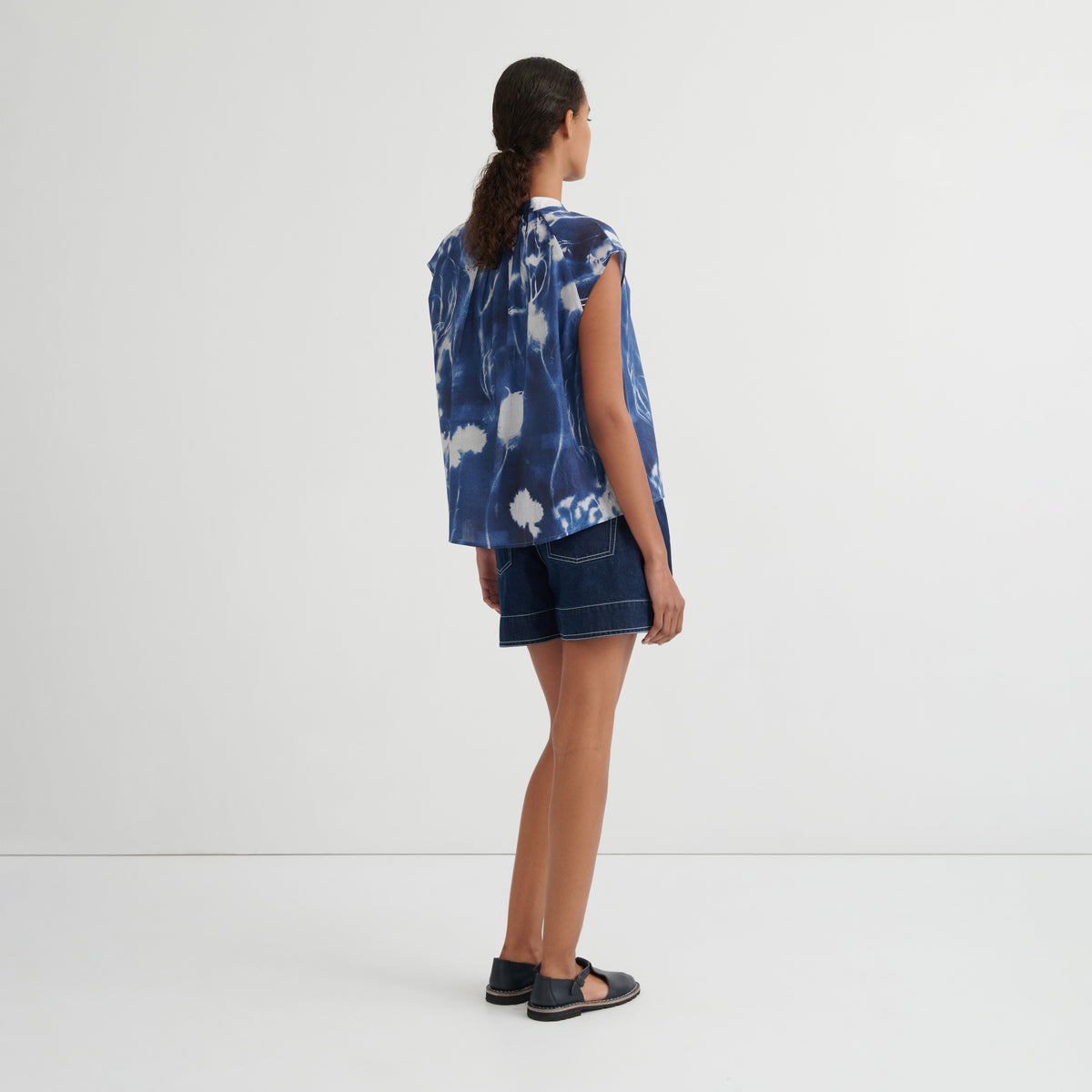 Equinox Top - Cyanotype Floral