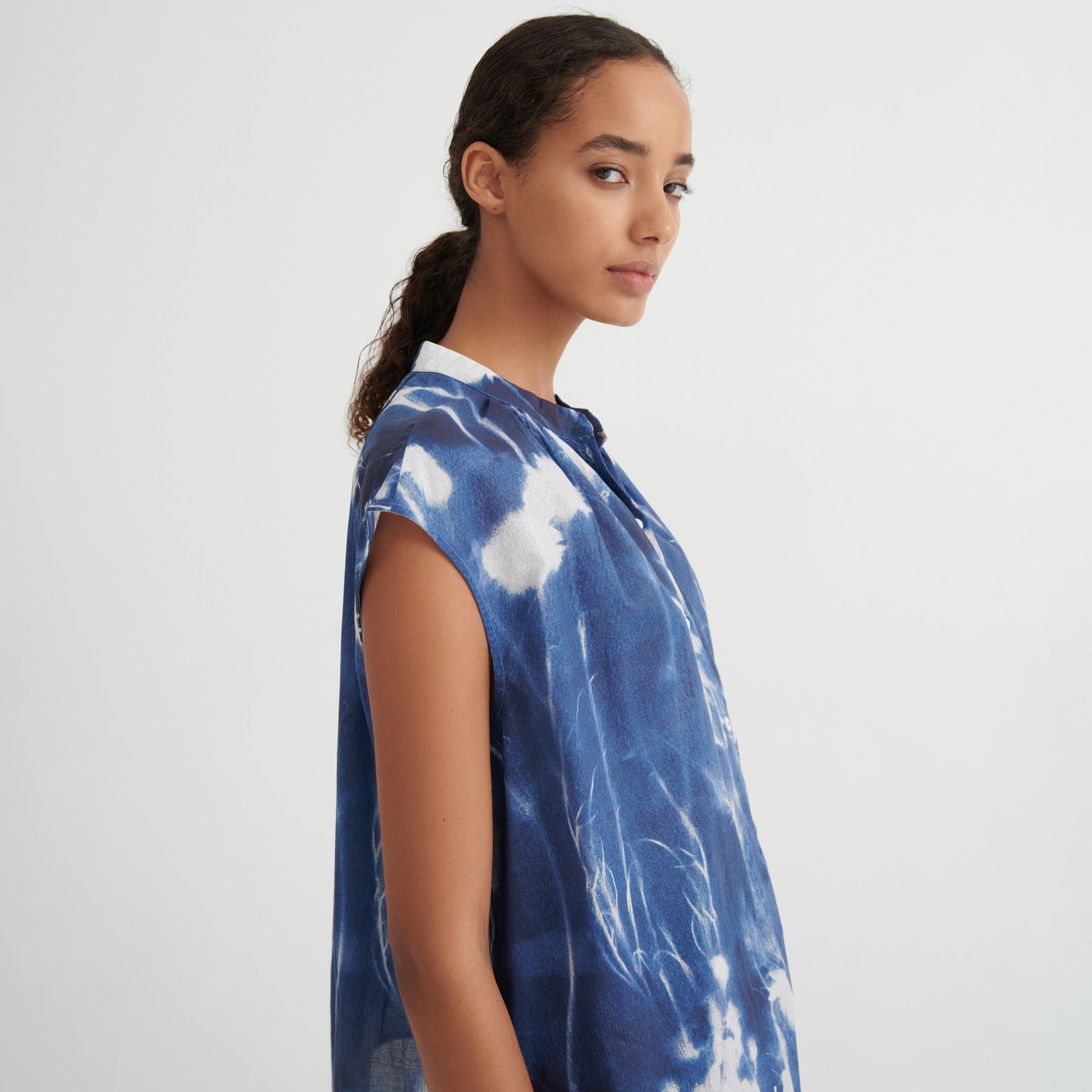 Equinox Top - Cyanotype Floral