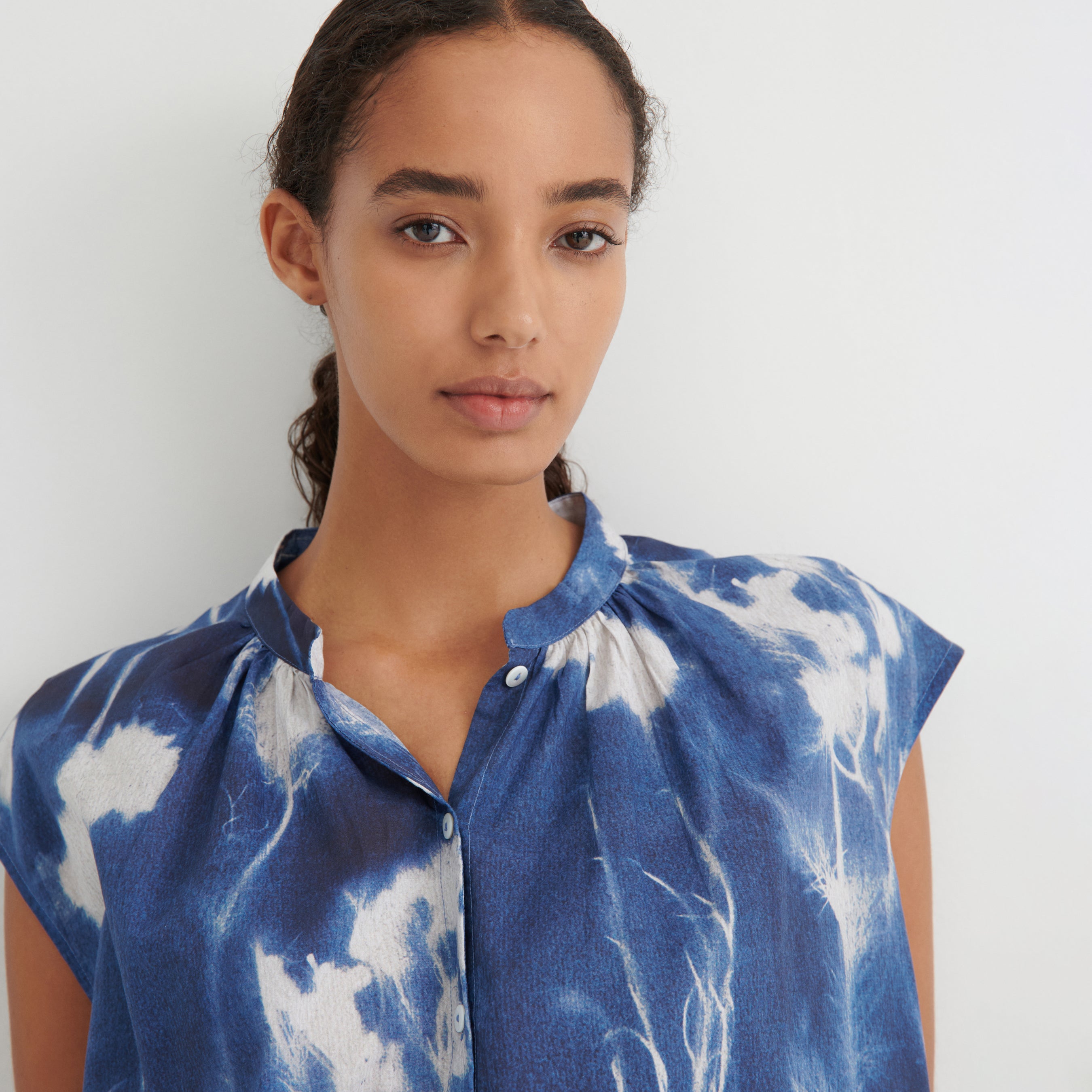 Equinox Top - Cyanotype Floral