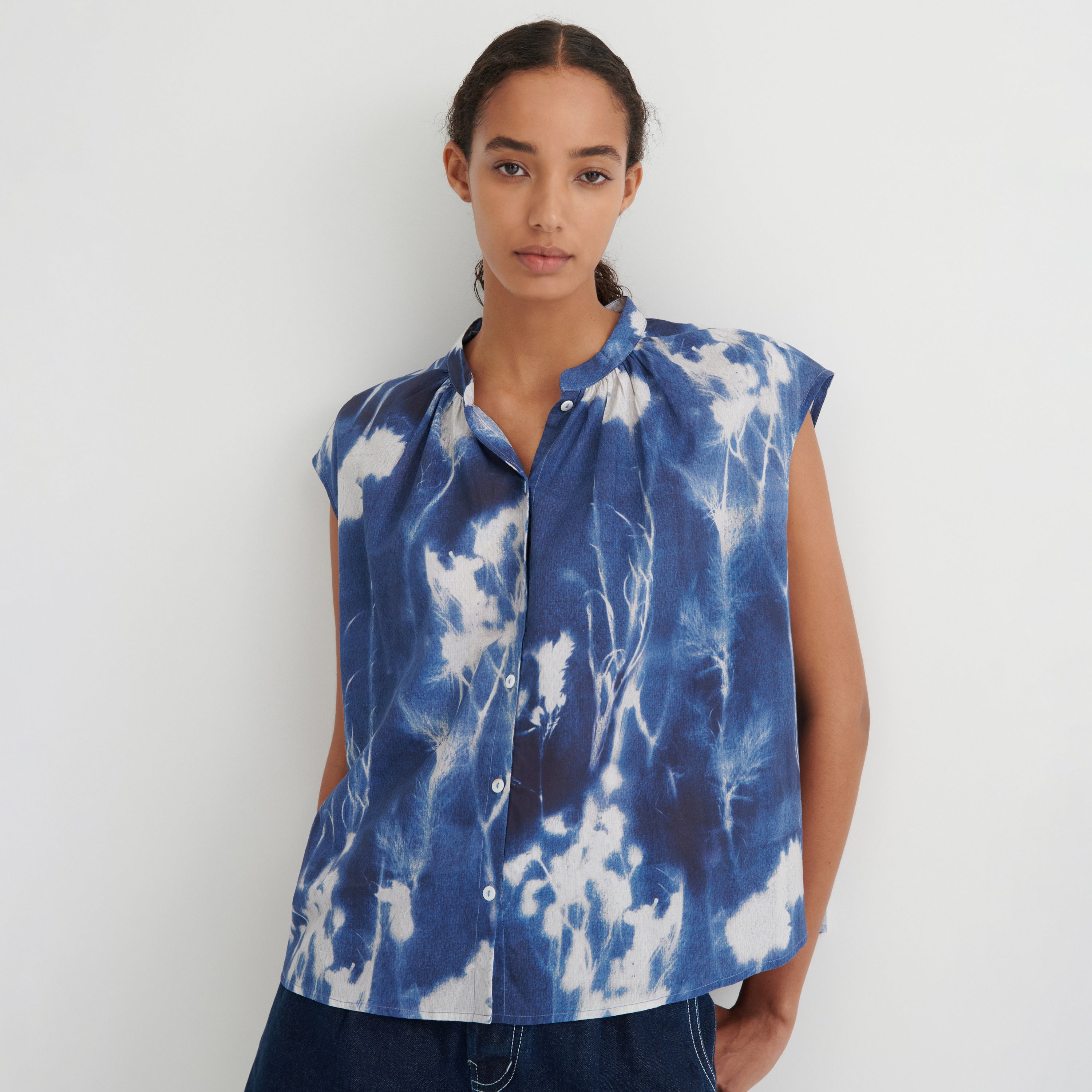 Equinox Top - Cyanotype Floral